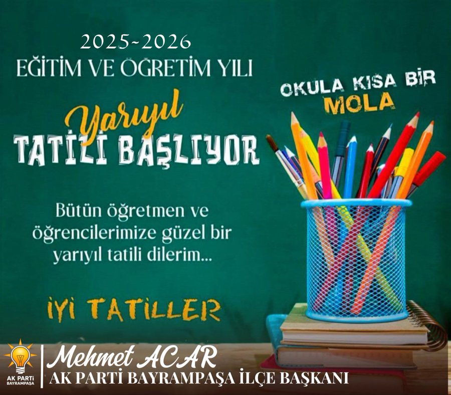 2025-2026 eğitim öğretim yılının ilk dönemini geride bırakan tüm öğrencilerimizi tebrik ediyorum.